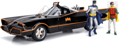 Jada Toys 1966 Batmobile 1:18 Model Car, Openable Doors, Batman & Robin Figures,