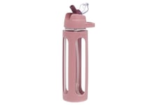 Water Bottle Glass With Straw Pink Atom