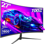 Gawfolk 27" Curved Gaming Monitor 100Hz Full HD 1080P with Speakers & FreeSync