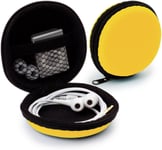 Etui Universel pour écouteurs in Ear - Pochette de Protection Rigide Earplug, iPod Shuffle, Stick USB, Câble - Transport Case Multifonction Jaune