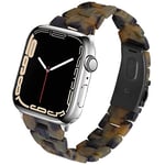 Miimall Compatible avec Apple Watch Série 9/8/7/6/5/4/3/2/1/SE2/SE/Ultra2/Ultra 49mm 45mm 44mm 42mm Bracelet de Montre en Résine Ajustable Bande de Remplacement pour iWatch 49/45/44/42mm -Brun Noir