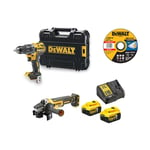 Pack 2 outils 18V xr (DCD791/DCG405) + 25 disques à tronçonner (DT43906) + 2 batteries 5.0Ah + chargeur + tstak Dewalt DCK2020P2T/DT43906