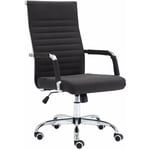 Décoshop26 - Fauteuil de bureau sur roulettes confortable hauteur réglable en tissu noir cadre métal chromé BUR10578