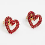 Swarovski Una stud earrings Heart Small Red Gold-tone plated 5649005