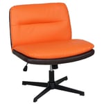 YOURLITE Chaise de Bureau sans Accoudoirs, Fauteuil Relaxant sans roulettes,Siège Basculant avec Assise Large,Pivotant Hauteur Réglable,avec Pieds Croisés,Capacité de Charge 136 Kg Orange