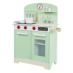 Liberty House Toys Kids Wooden Retro Play Kitchen with Role Play Accessories – Green and White