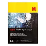 KODAK Fine Art Paper - Papier Photo Mat, Pack de 20 Feuilles, 340g/m², Format A4 (21x29,7cm), Impression Jet d'Encre Effet Lisse, Idéal pour Immortaliser vos Souvenirs