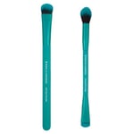 MODA Royal & Langnickel Lot de 2 pinceaux de maquillage pour yeux fumés EZGlam Duo comprenant : ombre à paupières, pinceau anti-plis, bleu sarcelle