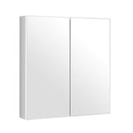 COSTWAY Armoire Murale Salle de Bain avec 2 Miroirs, Placard de Rangement Murale avec 2 Portes, 11 x 62 x 65 cm, Blanc