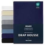 Dreamzie Drap Housse 80x200 cm, Jersey 100% Coton Premium, Hauteur De Matelas Jusqu'à 12, Hypoallergénique, Oeko-Tex, Bleu Foncé