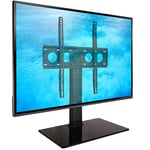 Ergosolid Castor 2 – Support de Table – Pied en Verre et Acier pour TV LCD, LED 32-55 Pouces de Diagonale (Soit 81-140 cm) avec VESA Max de 400 x 400 mm, jusqu'à 40kg Noir