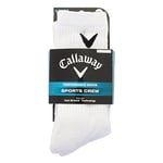 Callaway 3pk Golf Lot de 3 Paires de Chaussettes Sport Crew pour Homme, blanc, Taille Unique 42-46