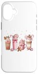 iPhone 16 Plus Ginger Man Cookies Christmas Coffee Latte Pink Xmas Season Case