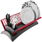 GEEZY Compact Space Saving Plastic Dish Drainer Draining Rack With Drip Tray & Adjustable Cutlery Section