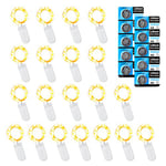 LEECOCO Lot de 20 Guirlandes Lumineuses à Piles，1m 10LEDs Blanc Chaud Haute luminosité Mini LED,étanche bouteille pour Interieur Exterieur, Vacances, Mariage, Fête, (20 Pack 1m 10 LEDs)