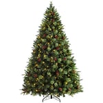 WeRChristmas Pre-lit Victorian Mixed Tip Berries & Cones Christmas Tree with 160 LED Lights, Green, 5 feet/1.5m