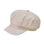 QB Automne Femme Couleur Unie PU Octogonal Chapeau Sauvage Rétro Béret Artiste Gavroche Hip-Hop Étudiant Casquette-Beige, Taille Unique, Chine