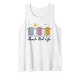 beach huts british seaside beach graphic summer Tank Top