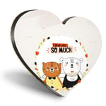 Heart MDF Coasters - Cute I love you So Much Bears  #14776