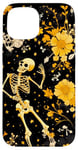 Coque pour iPhone 15 Jaune Bohème Floral Squelettes Dancing Night Sky Cool Goth