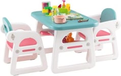 Ensemble Table 2 Chaises Ergonomiques pour Enfant en HDPE avec étagère de Rangement Sûr Rose