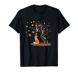 Fox and owl on the tree animal lovers autumn leaves T-Shirt