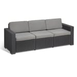 Sofa California 3 Places Résine Rotin 199x68x72 CM Avec Oreillers Jardin