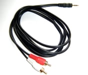 AUX input jack lead 3.5mm Jack to 2 x RCA Cable Twin Phono Audio Stereo 2m Long