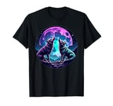 Colorful Wolf Howling At The Moon Wildlife Wolves Lovers Men T-Shirt