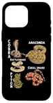 Coque pour iPhone 16 Pro Max Différents types de serpents pour les amateurs de serpents Reptile Zoo