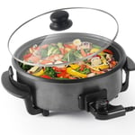 30CM Electric Skillet Multi-function Cooker Frying Grill Pan Hot Pot Family Size