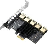 PCIe 1 à 5 Port PCI-Express, Carte Riser PCIE, Carte Adaptateur PCI Express USB 3.0 pour Périphériques Miniers Ethereum ETH Bitcoin