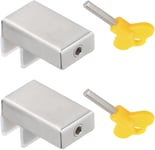 Lot de 2 Serrure Baie Vitrée Coulissante,Serrure de Sécurité de Cadre de Porte en Acier Inoxydable,Réglables Verrou Cale Fenêtre Coulissante pour École Maison(Q1416)