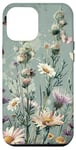 iPhone 15 Plus Sage Green Boho Botanical Wildflowers Plants Case