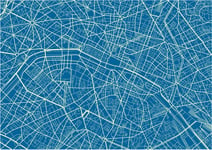 Blue and White vector city map of Paris with well organized separated layers