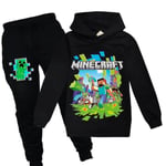 Barn Minecraft träningsoverall set med printed huvbyxor casual V .q Black 110cm