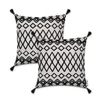 Paco Home Housse De Coussin Housse De Coussin Décoratif Lot De 2 Canapé Salon Feuilles Scandinave, Couleur:Noir 4, Sets:2pcs-Set