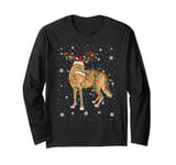 Coyote Animal Santa Hat Ugly Christmas Tree Lights Long Sleeve T-Shirt