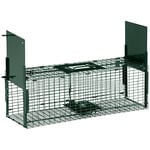 Outsunny Piège Vivant Piège de Capture dim. 60L x 18l x 20H cm pour Petits Animaux Type Les Rats et Les Souris - 2 entrées + poignée - métal Vert