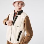 Lacoste Mens Sherpa Fleece Vest in Cream - Size 2XL