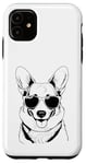 Coque pour iPhone 11 Cool Simple Corgi Dessin Dog Lovers Lunettes de soleil