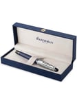 Waterman Expert Fountain Pen | Metal & Blue Lacquer | Chiselled Cap | Stainless Steel Fine Nib | Blue Ink | Gift Box