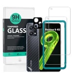 Ibywind Screen Protector (2 Pack) For Realme 9 4G,9H Hardness Tempered Glass,With 1Pc Metal Camera Lens Protector,1Pc Back Protector,Easy to Install