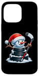 iPhone 14 Pro Max Cartoon Ice Hockey Puck Snowman with Santa Hat Christmas Case