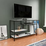 Dmora - Meuble TV Vega, Buffet de Salon, Armoire Basse pour TV, Base Murale de Rangement, 120x39h75 cm, Blanc et Noir