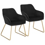 WOLTU Chaise de Salle à Manger Lot de 2, Moderne Chaise de Cuisine, Fauteuil scandinave, Chaise Coiffeuse, pour Salle de Séjour, Chambre à Coucher, Cuisine, en Velours et métal Noir BH246sz-2