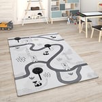 Paco Home Tapis Chambre Enfant Tapis De Jeux Tapis Bébé Tapis Enfant Route Tapis De Jeux, Dimension:155x230 cm, Couleur:Blanc