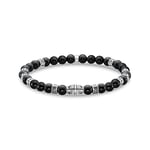 THOMAS SABO Bracelet pour homme avec perles en onyx polies et perles au design artistique en argent sterling 925 noirci, longueur 19 cm, A2087-507-11-L19, Mittelgroße, Argent sterling, Pas de gemme