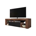 Selsey - bianko - Meuble tv / Banc tv (140 cm, noyer mat / noir brillant, sans led)