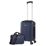 ITACA - Valise Cabine 55x40x20, Valise Cabine, Valise À roulettes, Valise Roulette, Valise Rigide, Résistant, Légère, Bleu Marine